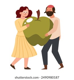 happy couple celebrating rosh hashanah isolated