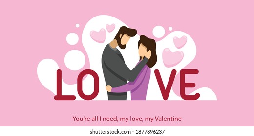 happy couple celebrating valentine day. happy valentine flat design illustration