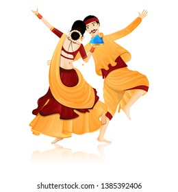 Personaje feliz de pareja en pose de baile.