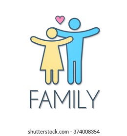 Happy Couple Concept. Simple Figures. Logo & Symbol. Vector illustration