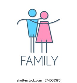Happy Couple Concept. Simple Figures. Logo & Symbol. Vector illustration