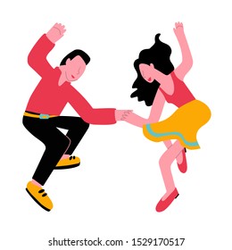 Happy couple dancing boogie woogie