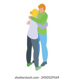 Happy couple embrace icon isometric vector. Outdoor meet. Partner meeting