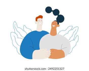 Happy Couple Embracing Each Other. Family Health and Wellness. Modern Flat Vector Illustration. Website Banner, Landing Page Template.