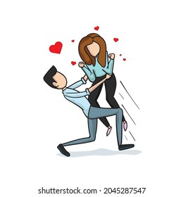 Fröhliche Paar Ausdruck Vektorgrafik. Männer und Frauen, die sich mit Liebe treffen.