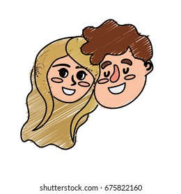 happy couple face with hairstyle design