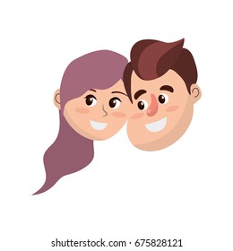 happy couple face with hairstyle design