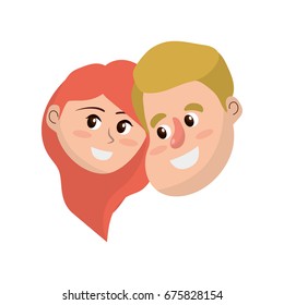happy couple face with hairstyle design