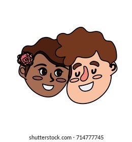 happy couple face with hairstyle design