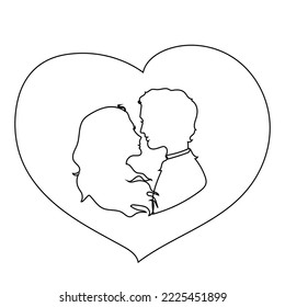 Happy couple, family, boyfriend and girlfriend or husband and wife, in love. Contour illustration. Can be used for the layout of invitations, cards, tattoos, backgrounds