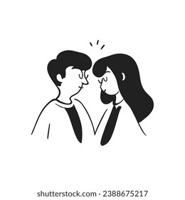 Happy couple hand drawn Vector Illustration in sketch doodle style