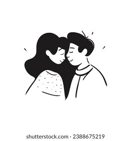 Happy couple hand drawn Vector Illustration in sketch doodle style