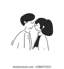 Happy couple hand drawn Vector Illustration in sketch doodle style