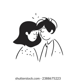 Happy couple hand drawn Vector Illustration in sketch doodle style