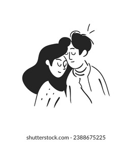 Happy couple hand drawn Vector Illustration in sketch doodle style