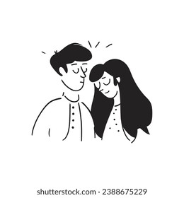 Happy couple hand drawn Vector Illustration in sketch doodle style