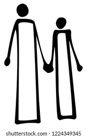 A happy couple holding hands.