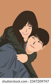 
Happy couple holding their woman with smiling and happy expression
