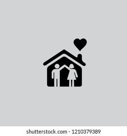happy couple home icon vector on the gray background