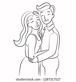 happy couple hugging