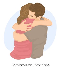 Happy couple hugging each other with love