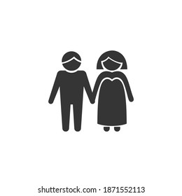 Happy Couple Icon Isolated on Black and White Vector Graphic 