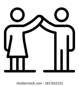 Happy couple icon. Outline happy couple vector icon for web design isolated on white background