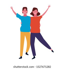 happy couple icon over white background, vector illustration