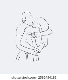 The happy couple. illustration in flat style
