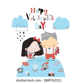 Happy couple in love celebrating Valentines Day
