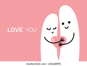 Happy couple in love with heart 