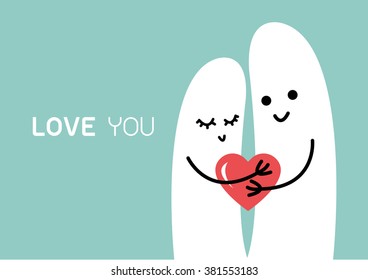 Happy couple in love with heart vector