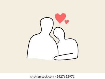 Happy couple in love hugging, valentine vector illustration
