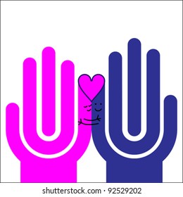 happy couple in love and hugging , vector