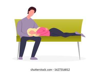 Happy couple in love spendin time together. Young people on Valentine day. Lover celebrate romantic date. Idea of relationship and love. Isolated vector illustration in cartoon style