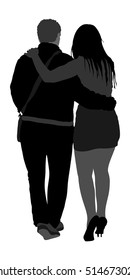 Happy couple in love walking vector illustration isolated on white background. Client with escort lady entertainment. Mature man enjoy with younger sexy woman. Senior couple hugging.