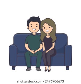 happy couple on sofa enjoy and relax. Relationship intimacy time