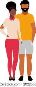 Happy Couple Semi Flat Color Vector Characters. Standing Figures. Full Body People On White. Modern Married Pair Isolated Modern Cartoon Style Illustration For Graphic Design And Animation