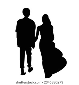 A Happy Couple silhouette vector art