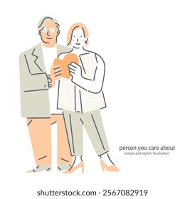 happy couple, simple and friendly illustration