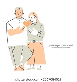 happy couple, simple and friendly illustration