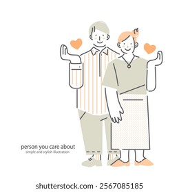 happy couple, simple and friendly illustration