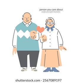 happy couple, simple and friendly illustration