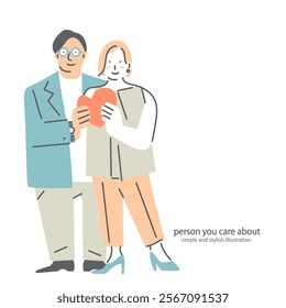 happy couple, simple and friendly illustration