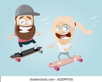 pareja feliz patinando