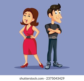 
Happy Couple Standing Together Vector Cartoon Characters. Cheerful husband and wife feeling great in their marriage
