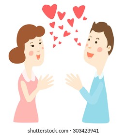 happy couple talk with love vector illustration