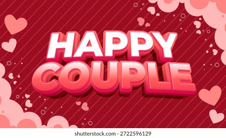 Texto de pareja feliz con corazones y nubes - Un diseño romántico para el día de San Valentín y celebraciones de amor