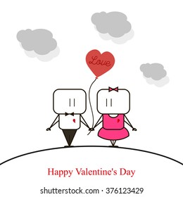 Happy Couple Valentine's Day on  white background