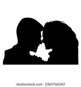 Happy couple vector silhouette .